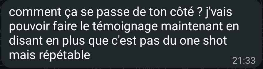 Message WhatsApp de Julien : c'est pas du one shot mais répétable